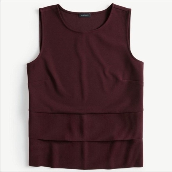 Ann Taylor Factory Tops - D20.18 Ann Taylor Tiered Knit Shell Tank Blouse Burgundy Size M
